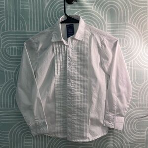 Nautica Boys White Dress Shirt Pleated Front Size 7